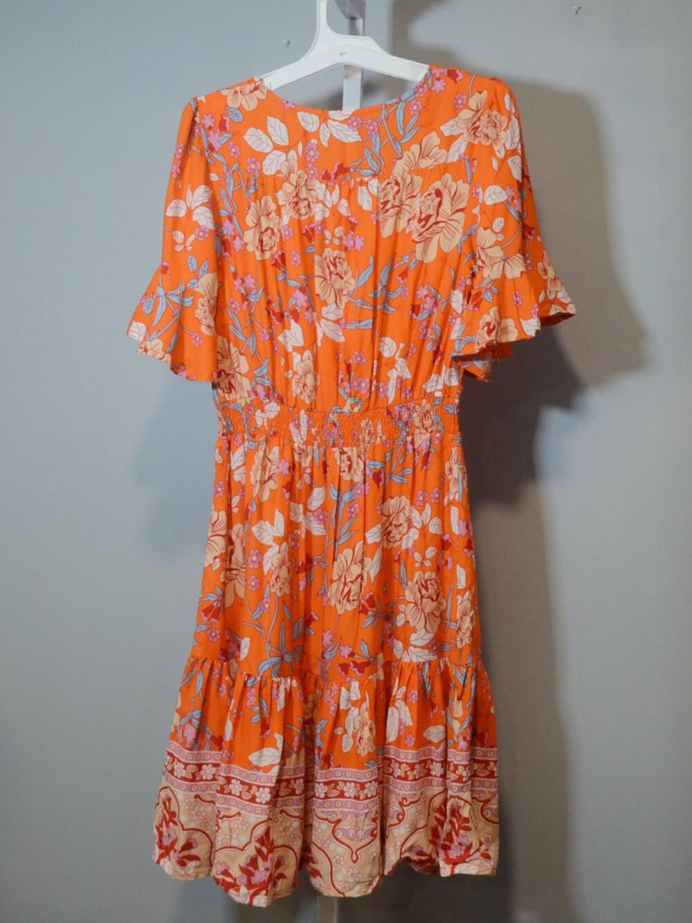 NWT Lascana Women's Size 2 Orange Tropical Print Dress - Picture 2 of 4